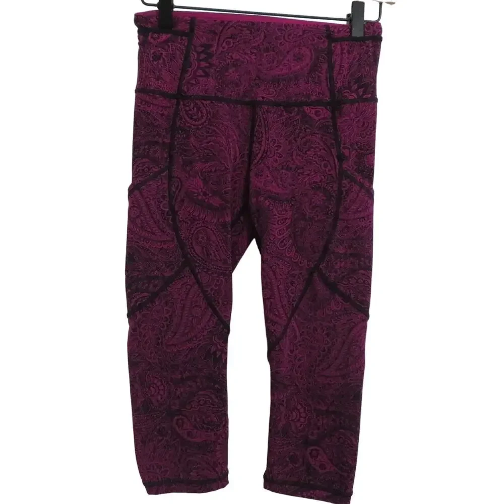 Lululemon Women Sz 4 Deep Fuschia Black Outrun 17